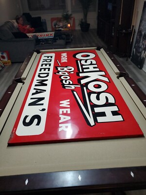 c.1950s Original Vintage OshKosh B'gosh Sign Metal Work Wear