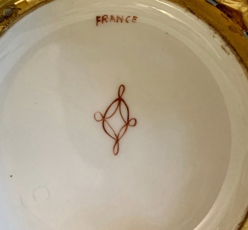 Antike handbemalte heraldische Kommode Schatulle mit Messingmontierungen signiert Made in France - Bild 4 von 4