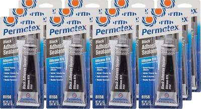 Permatex 81158-12PK Black Silicone Adhesive Sealant, 3 Oz. Tube (Pack Of 12)