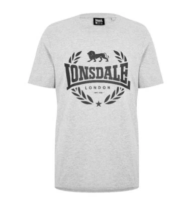 Lonsdale T-Shirt Box Logo Homme Gris Taille 2XL 3XL 4XL 4XL Neuf - Photo 1/2