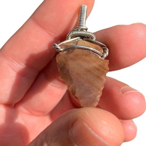 Crazy Unique Silver Spiral Wire Wrap Jasper Arrowhead Tribal Pendant Jewelry - Picture 9 of 9