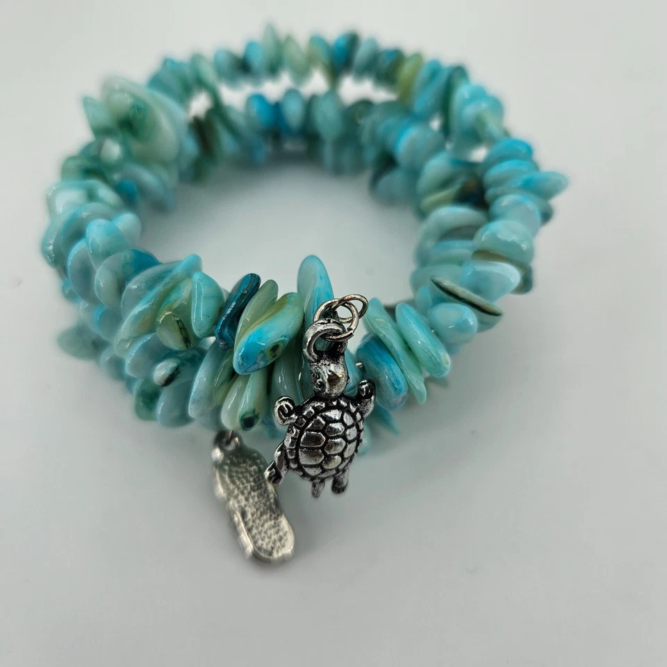 Armreif Armband Damen Schmuck handarbeit Perlen Türkis Grün Charm universalgröße - Bild 4 von 4