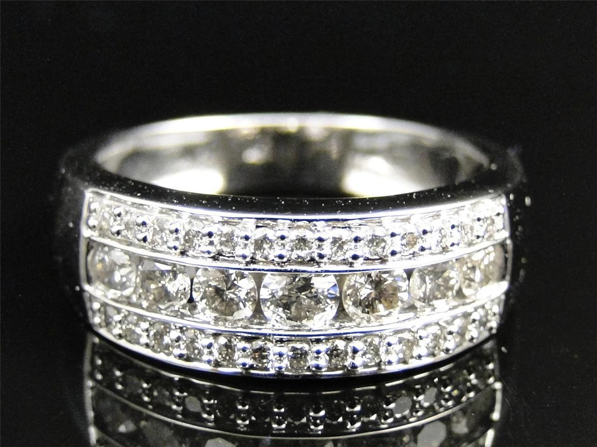 Mens 3 shop row diamond ring
