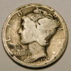 1919 P Mercury Dime 90% Silver AG-G  "Actual Coin Pictured - Not Cleaned"