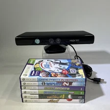 Microsoft Xbox 360 Kinect Sensor Bar W/6 Games Tested Bundle Lot #ML1