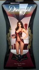 Dreamgirl 6132 Sleepwear babydoll with red Chiffon trim and Satin bow, mask  NEW