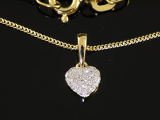 585 Goldkette mit kleinem Herz Diamant Anhänger 11,5 x 5,2 mm 45cm Länge