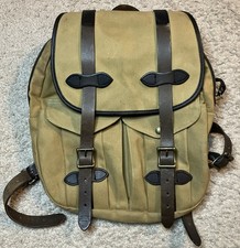 Vintage Filson Rugged Twill Rucksack Backpack Bridle Leather Made in USA