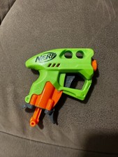 Nerf N-Strike NanoFire Blaster - Green  Orange  Compact Single Shot  USED