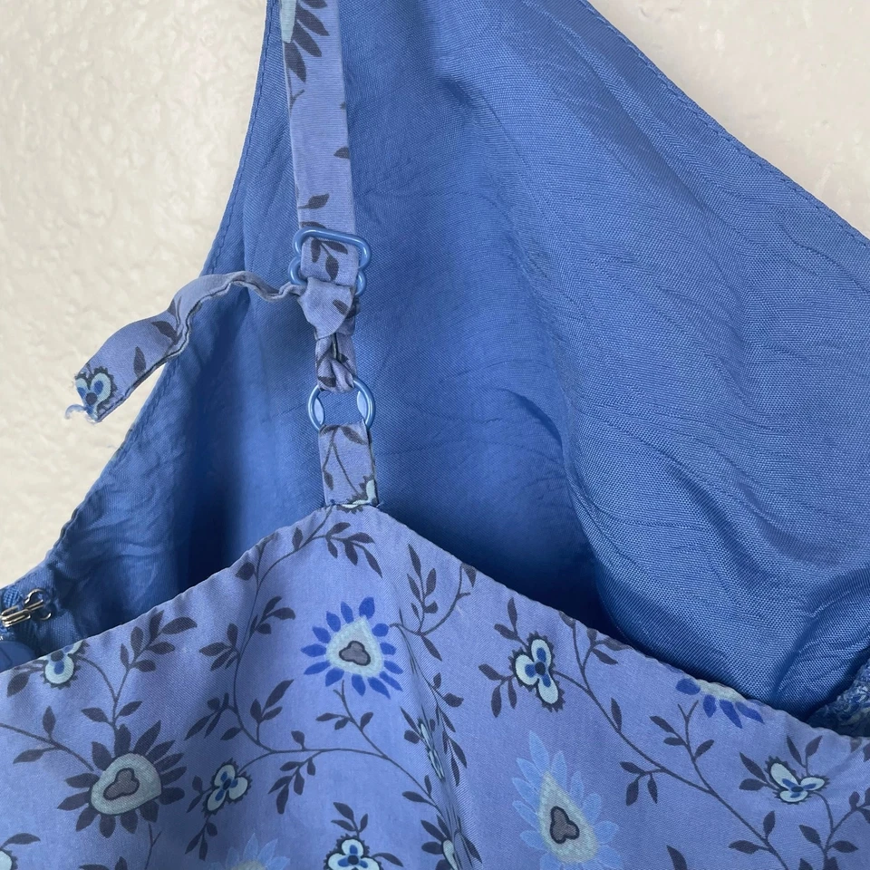 复古 Express 女士连衣裙 L 码 Y2K 婴儿娃娃 %100 真丝花卉懒人仙女 — 第 4/4 张图片