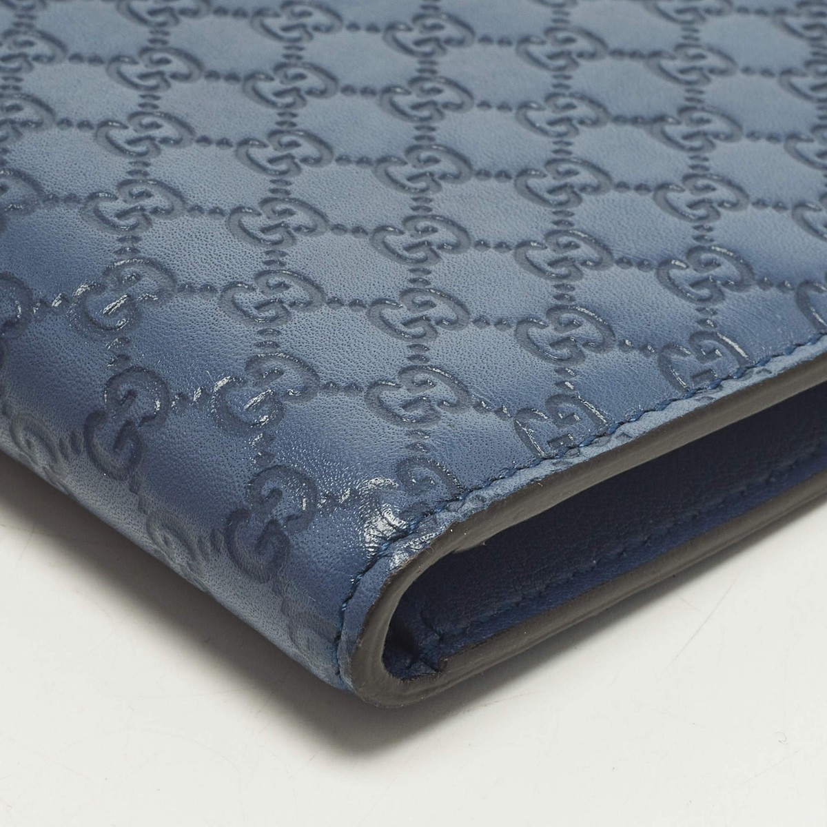 Gucci Navy Blue Microguccissima Leather Bifold | eBay