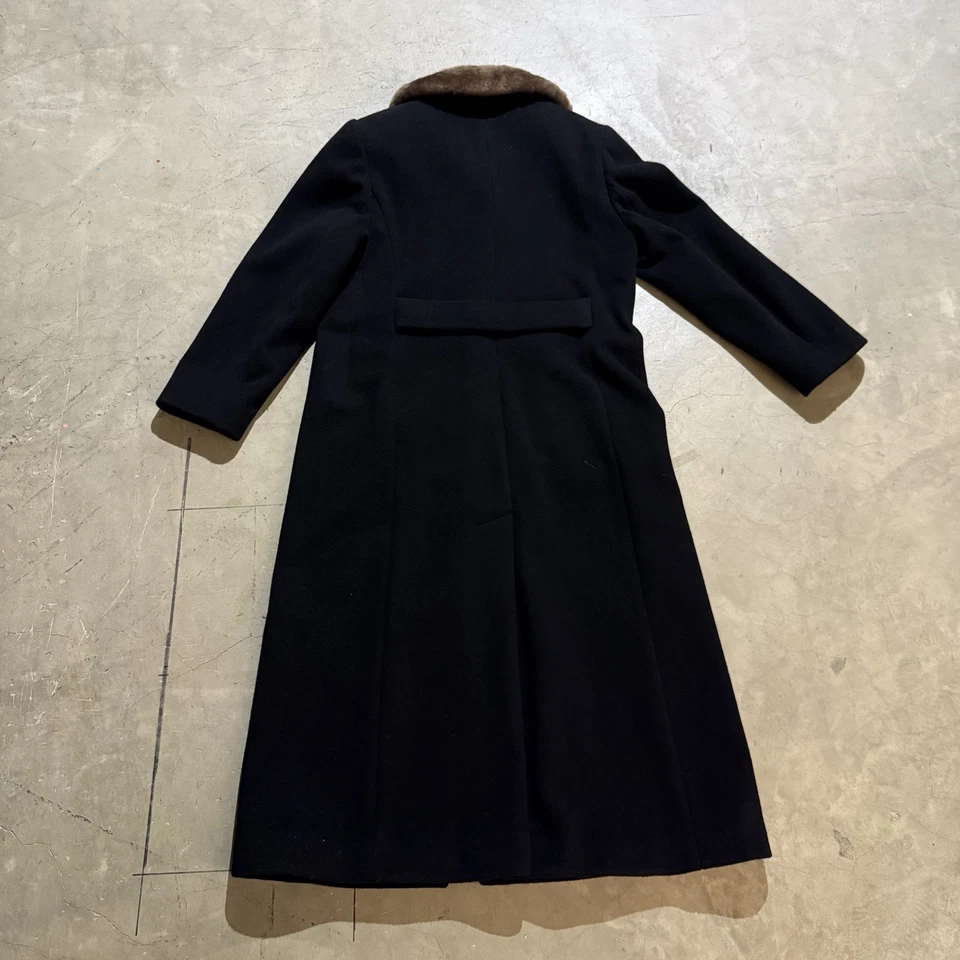 Abrigo Larry Levine Designs para mujer 6P negro lana cachemir cuello de piel sintética Polonia Foto 3 de 4