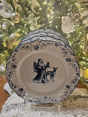 HOBBY LOBBY Sleigh Bell Bistro Vintage Blue & White Santa Plate Viral Sold Out Christmas