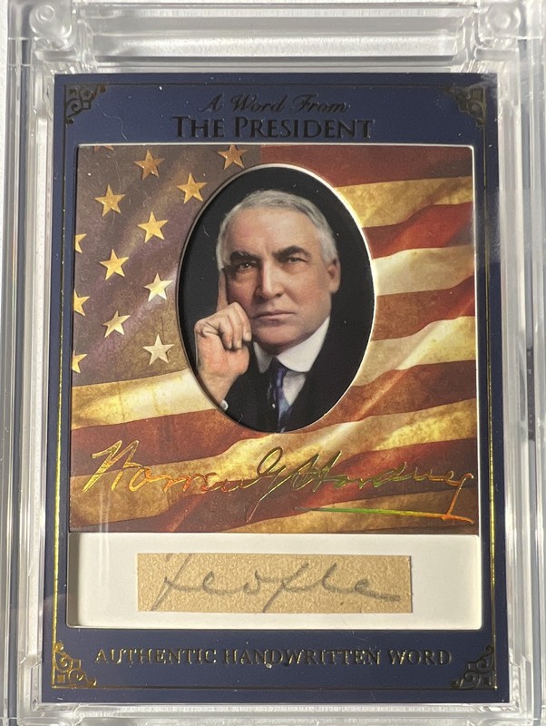 2025 A Word From POTUS Warren G Harding Handwritten Word Card AWF-WH29