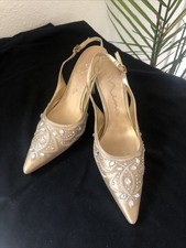 Nina Crystal Slingback Heels Gold Stiletto US 8M EU 38