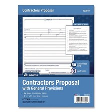 Adams NC3819 Three-Part Carbonless Contractor Proposal Form 50/Pack New