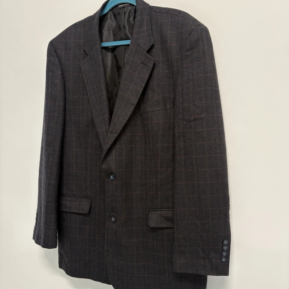 Pendleton 100% Wool Tweed Herringbone Blazer Mens 46 L Windowpane Jacket - Image 3 of 4
