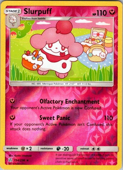 Slurpuff 154/236 Rare Cosmic Eclipse Pokemon Reverse Holo Lightly Played