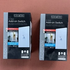 2X GE Enbrighten Add-On Switch With QuickFit And SimpleWire, Toggle, White 46200