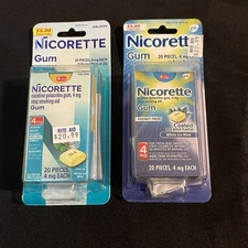 Nicorette Gum 4Mg 20 Pcs. White Ice Mint Flavor New Exp 05/2027 Lot Of 2