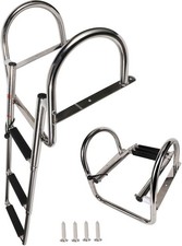 Pontoon Boat Ladder, Stainless Steel Folding Telescoping Rear 3 Steps Ladder