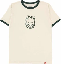 Spitfire Wheels Bighead Mid Ringer T Shirt Cream/Green Size X-Large
