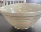HUGE McCoy Mixing Bowl “14” Pink & Blue Stripes Ovenware USA Vintage McCoy