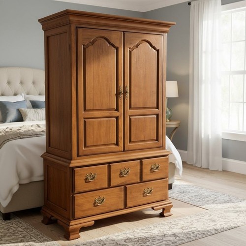 Thomasville Brown Wood Armoire with Drawers