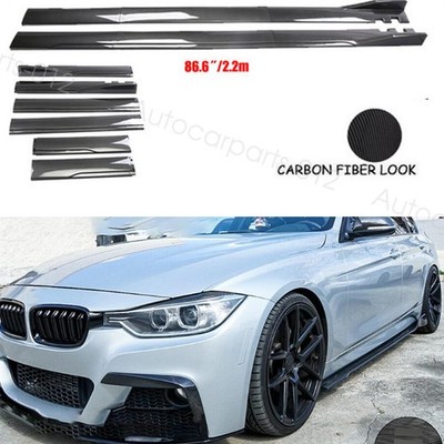 for F30 E92 E90 E36 E30 Carbon Style 86.6inch Side Skirt Extensions Rocker Panel