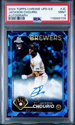 2024 Topps Chrome Sapphire - Jackson Chourio RC Auto /199 (AU, RC) PSA 9 Brewers