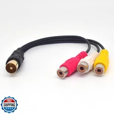 ELNONE 18CM/0.6FT Short TV Male Plug to 3 x RCA Red Yellow White Female Jack 