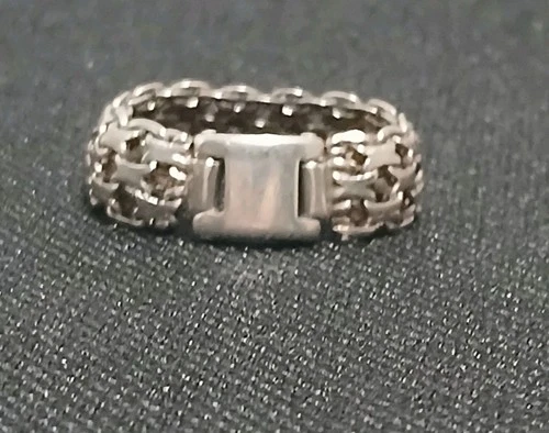 Vintage Milor Sterling Silver Chain Ring Flexable Band Italy 925 Size 9.5 Belt