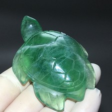125g Natural Crystal fluorite Hand Carved Exquisite sea turtle Figurine H632
