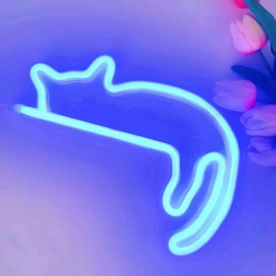 Katzen Neon Wanddeko Leuchte USB Tier Club Licht Nachtlicht