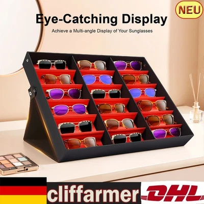 OUKANING 18 Slots Brillen Aufbewahrungsbox Sonnenbrille Organizer Displayhalter