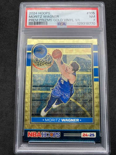 2024-25 Hoops Moritz Wagner Gold Vinyl 1/1 Prem Prizms  #105 Magic PSA7 NM7
