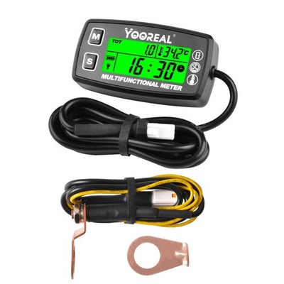 YOOREAL Motortemperaturanzeige Digital Betriebsstundenzähler HM035A TS002 