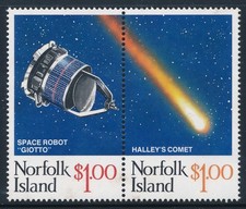 1986 NORFOLK ISLAND HALLEY'S COMET SETENANT PAIR FINE MINT MNH