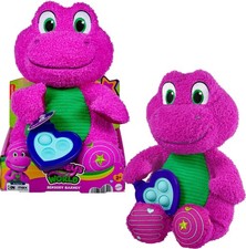 Fisher-Price Barney  s World Toddler Toy Sensory Barney 12.75-Inch Plush with Fi