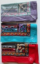  3 Vintage Wamcraft Southwest Aztec Bandana Handkerchief Tribal Cowboy LOT USA
