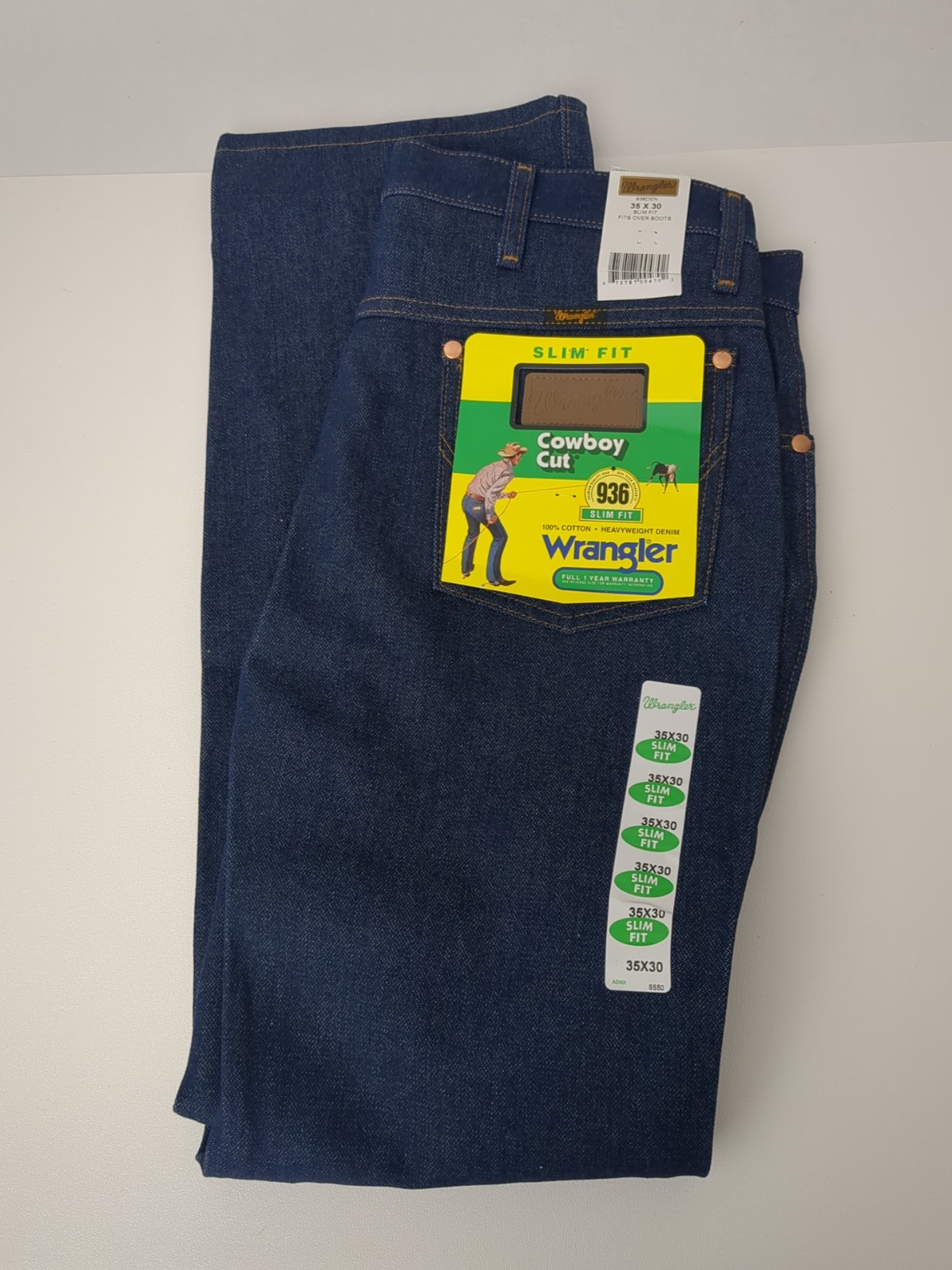 NWT Vintage Wrangler Men's 35x30 Cowboy Boot Cut Jeans 936 DEN Slim Fit 
