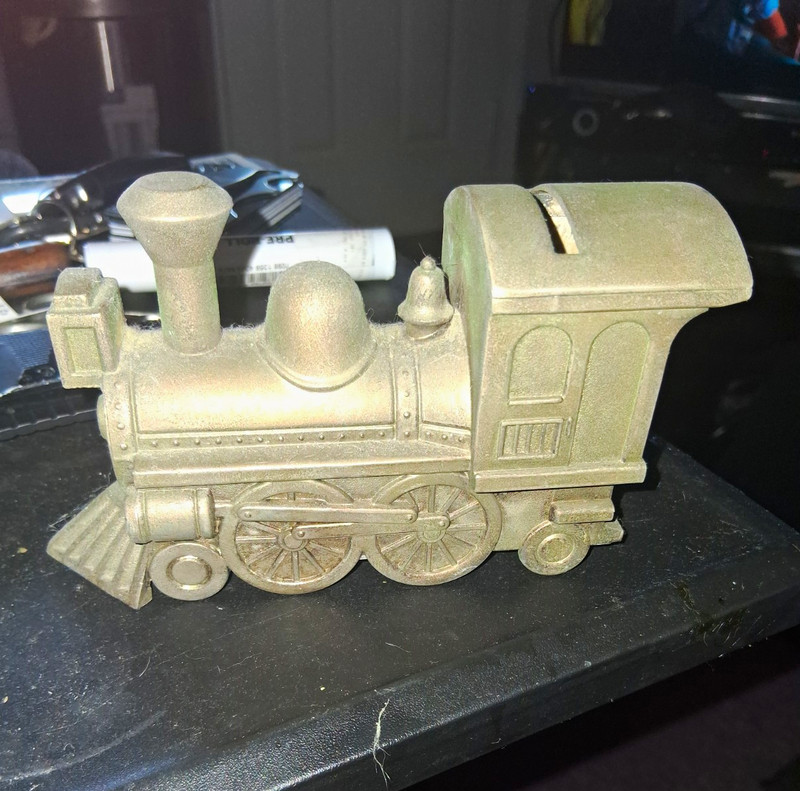 Metal Train Locomotive Engine Piggy Bank, Vehicle Theme Coin Bank