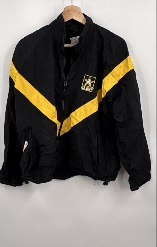 Unisex Black Yellow US Army Physical Fitness Uniform Windbreaker Jacket M Short