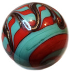 Contemporary Marble, 1 5/8" Diameter, Turquoise w/Red Swirl and Gold.  Lot 0133 — photo 5