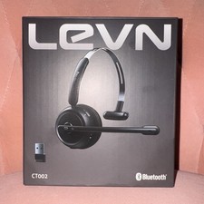 LEVN CT002 Bluetooth Wireless Headset Single Ear Boom Mic USB Dongle Black