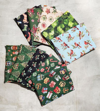 10 Christmas Fat Quarters Quilting Fabrics Bundle GRAB BAG - Assorted Green