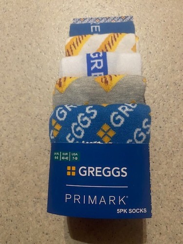 Greggs X Primark Adult Socks Pack of 5 pairs CHOOSE Design & size 6-8 or 9-12 - Imagen 6 de 10