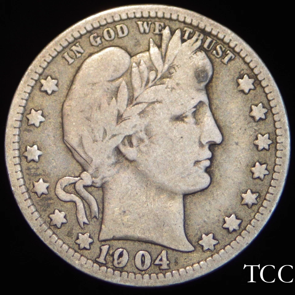 1904 O BARBER QUARTER ~ DIE BREAK DATE ERROR 25c COIN ~ FREE SHIPPING ~ TCC - Image 4 of 4