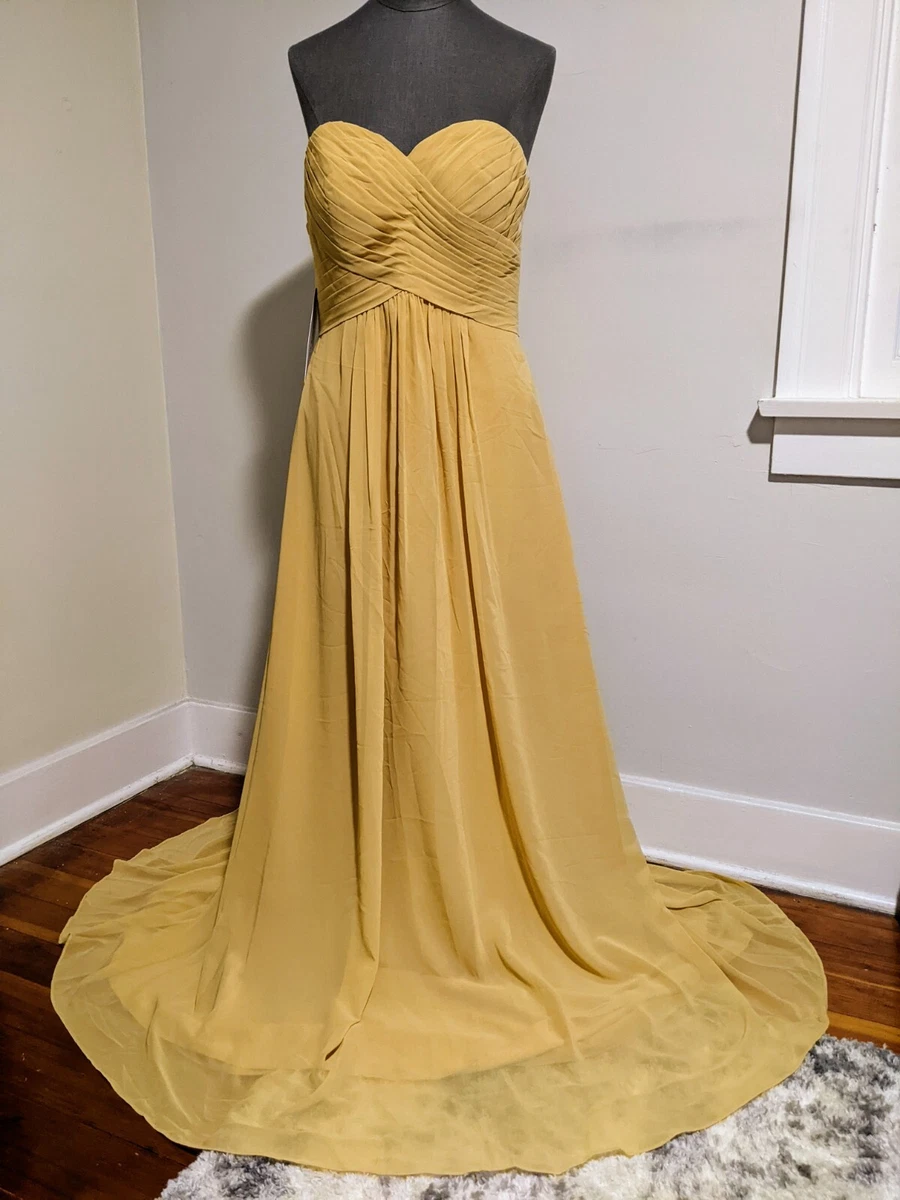 NWT AZAZIE YAZMIN Strapless Bridesmaid Dress Gold Size 8 Retail 119