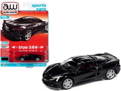 2020 Chevrolet Corvette C8 Stingray Black Diecast 1:64 Scale Model Car- AW64312A